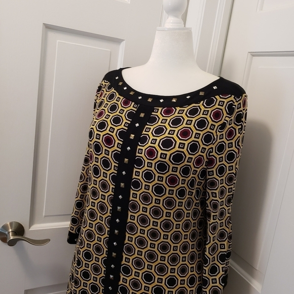 Style & Co. Geometric Print & Studded Accent Knit Dress Size Large - Picture 2 of 8